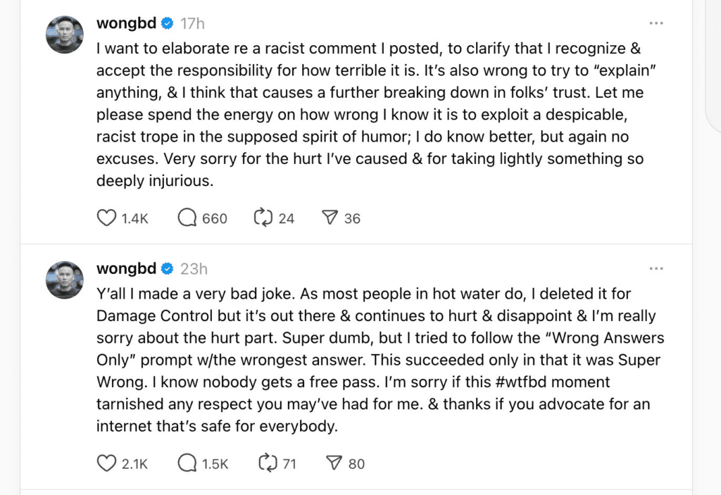 BD Wong 社交媒体翻车